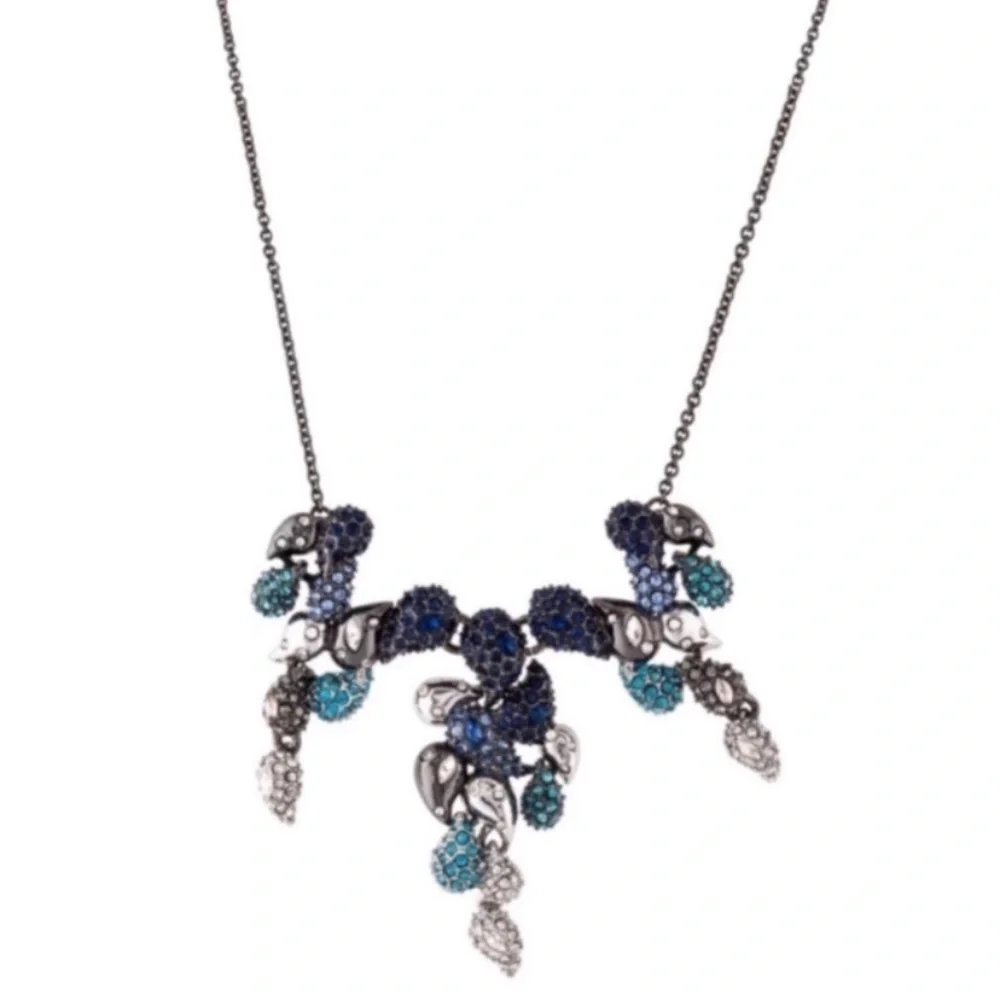 ALEXIS BITTAR • Gunmetal Blue Ombre Crystal Paisley Articulated Post Earrings
